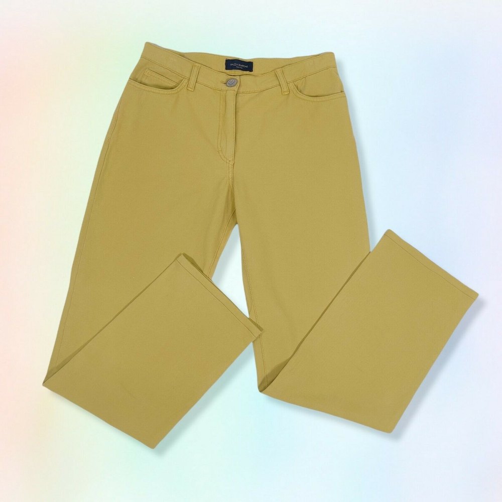 Piazza Sempione Pants Size 44 Yellow mustard Cotton Made in Italy